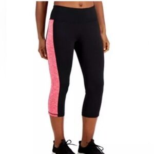 Women's Ideology Colorblocked Cropped Leggings Black/Pink Size 2X
